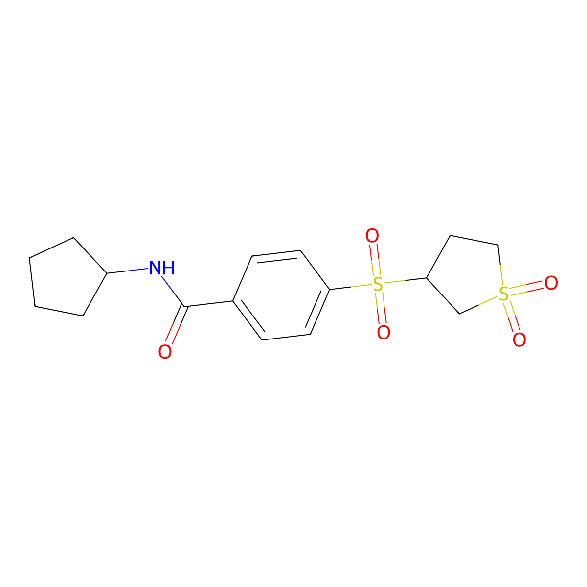 N-cyclopentyl-4-[(1,1-dioxidotetrahydrothiophen-3-yl)sulfonyl]benzamide molecular structure, CAS 1011664-71-3