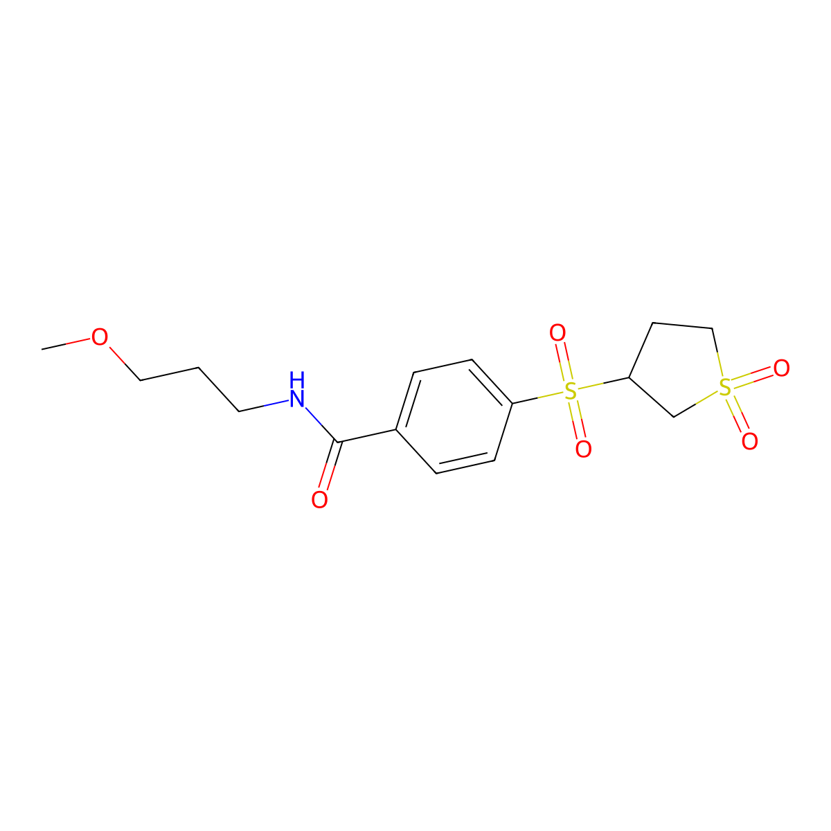 4-[(1,1-dioxidotetrahydrothiophen-3-yl)sulfonyl]-N-(3-methoxypropyl)benzamide molecular structure, CAS 1011664-76-8