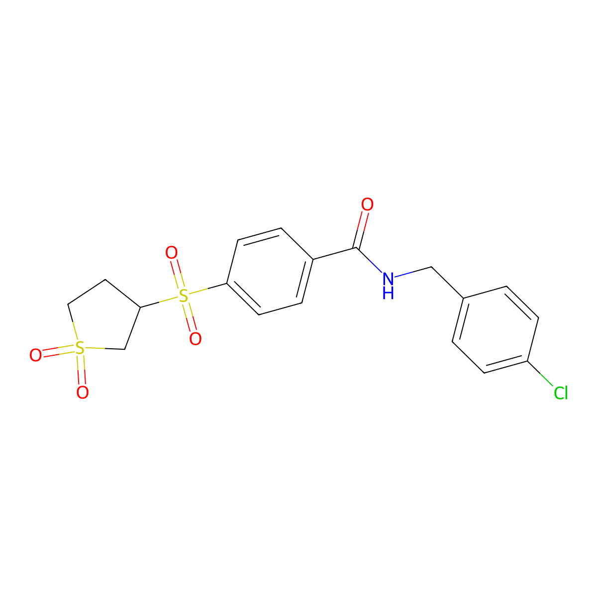 N-(4-chlorobenzyl)-4-[(1,1-dioxidotetrahydrothiophen-3-yl)sulfonyl]benzamide molecular structure, CAS 1011664-94-0