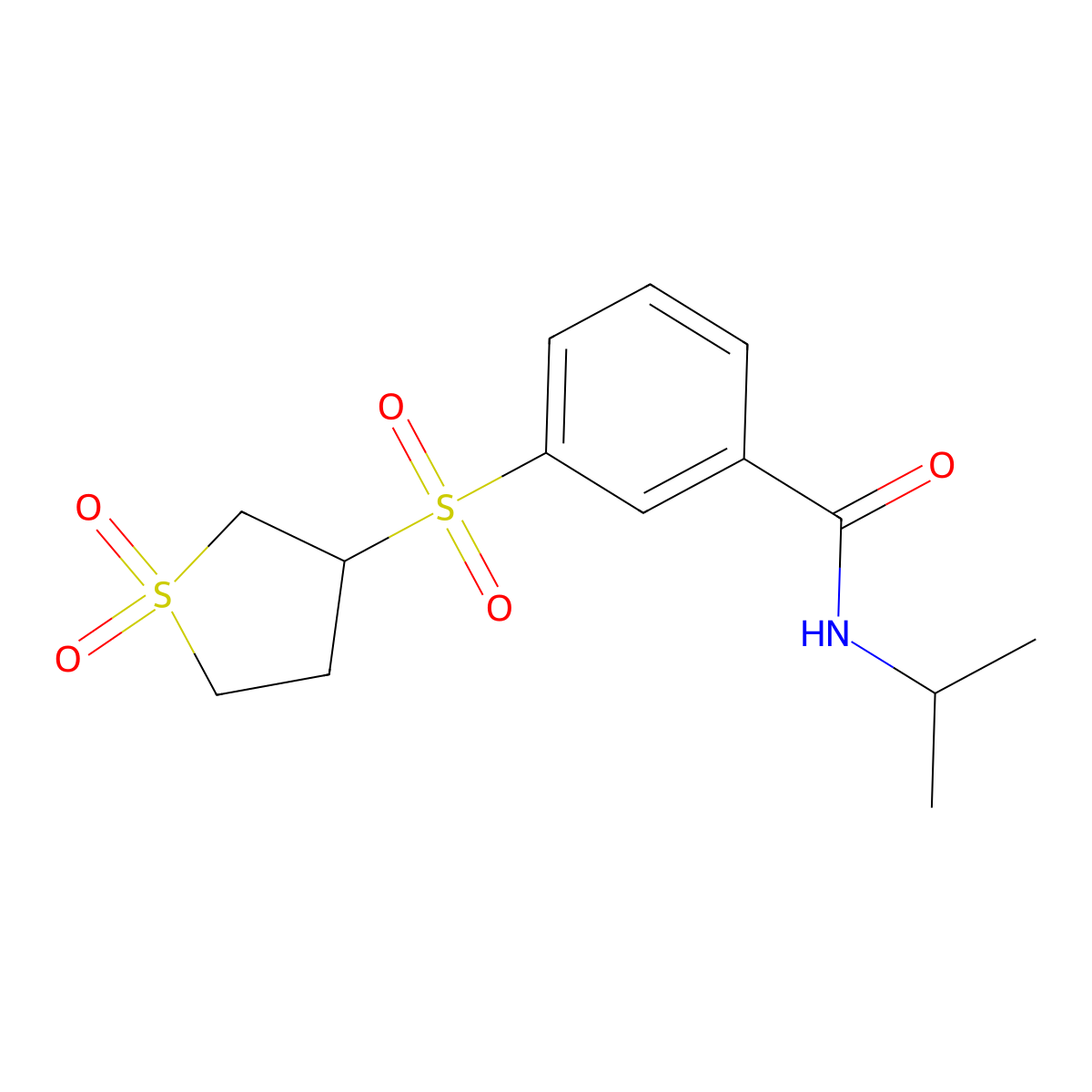 3-[(1,1-dioxidotetrahydrothiophen-3-yl)sulfonyl]-N-(propan-2-yl)benzamide molecular structure, CAS 1011665-87-4