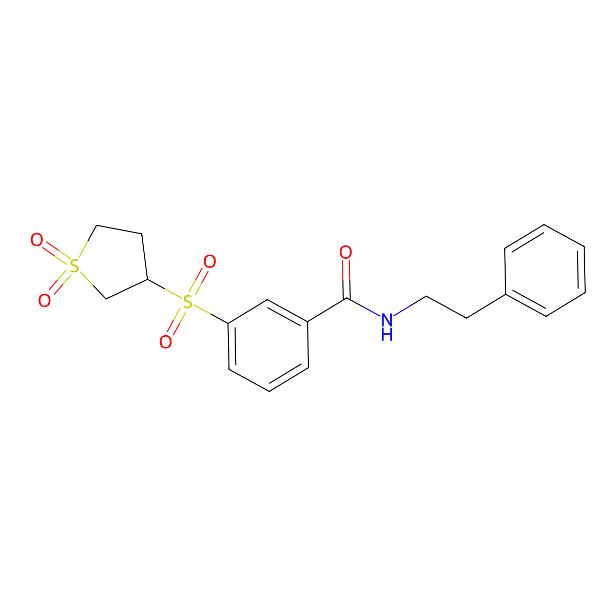 3-[(1,1-dioxidotetrahydrothiophen-3-yl)sulfonyl]-N-(2-phenylethyl)benzamide molecular structure, CAS 1011666-19-5