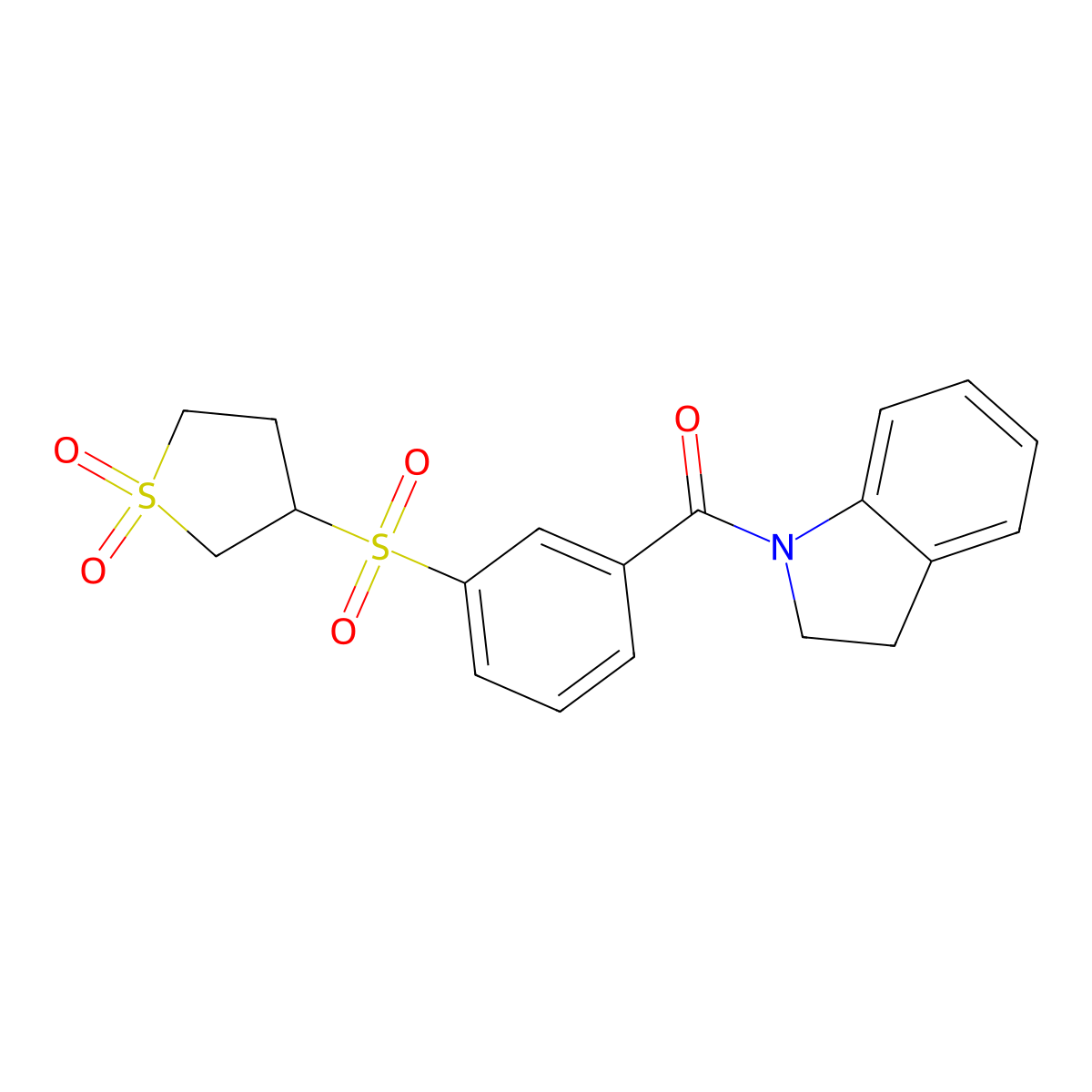 2,3-dihydro-1H-indol-1-yl{3-[(1,1-dioxidotetrahydrothiophen-3-yl)sulfonyl]phenyl}methanone molecular structure, CAS 1011666-56-0