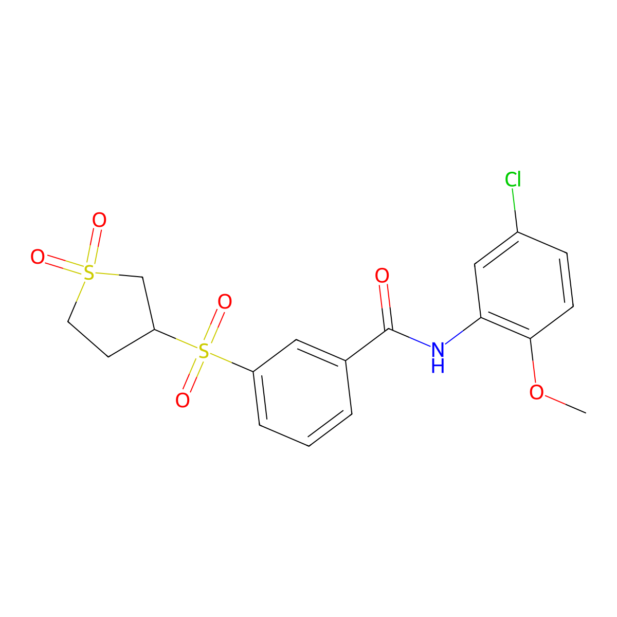N-(5-chloro-2-methoxyphenyl)-3-[(1,1-dioxidotetrahydrothiophen-3-yl)sulfonyl]benzamide molecular structure, CAS 1011666-70-8