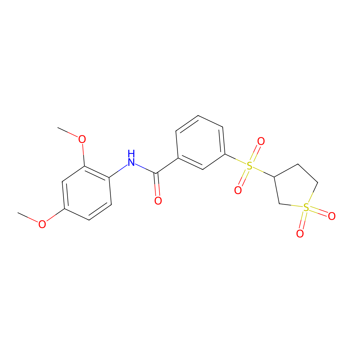 N-(2,4-dimethoxyphenyl)-3-[(1,1-dioxidotetrahydrothiophen-3-yl)sulfonyl]benzamide molecular structure, CAS 1011666-80-0