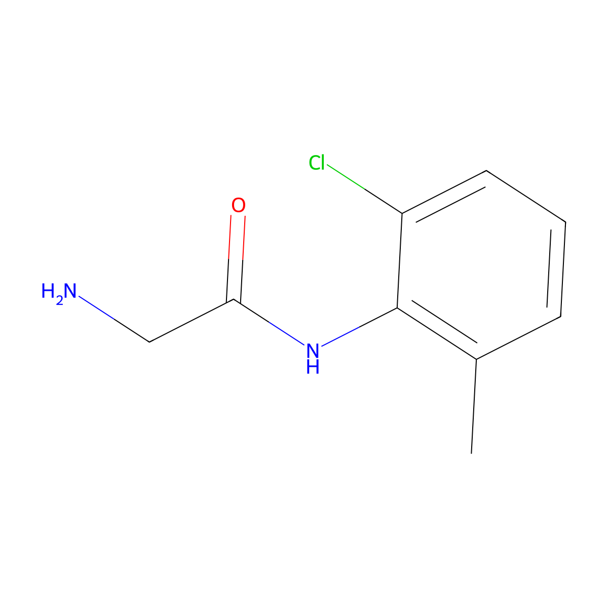 2-amino-N-(2-chloro-6-methylphenyl)acetamide molecular structure, CAS 101167-00-4