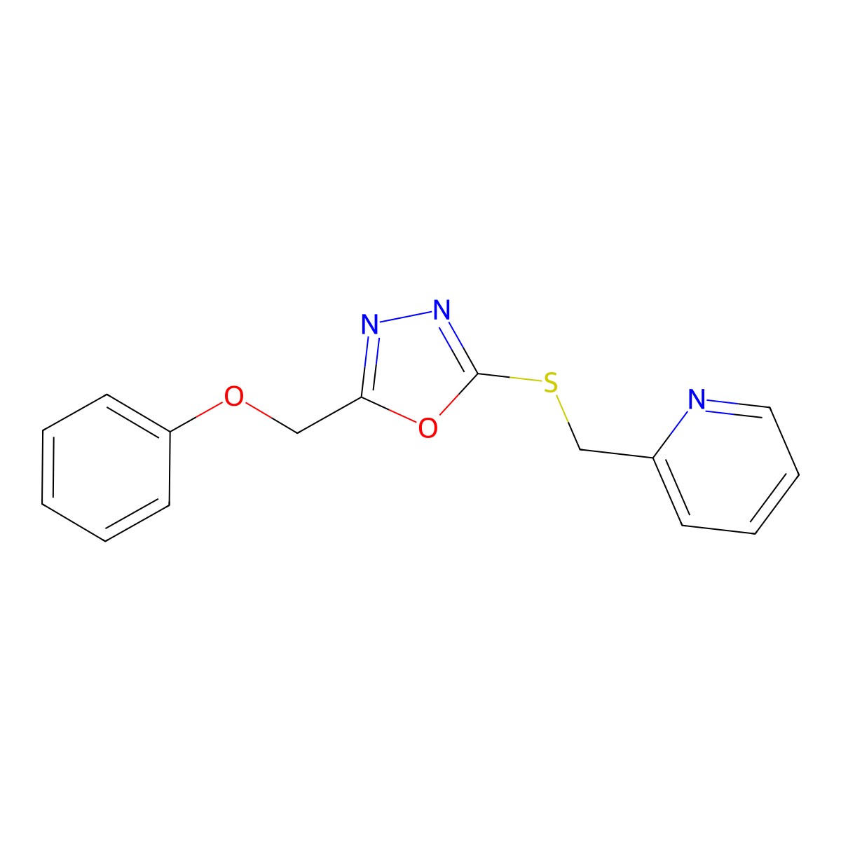 2-({[5-(Phenoxymethyl)-1,3,4-oxadiazol-2-yl]sulfanyl}methyl)pyridine molecular structure, CAS 1011680-10-6