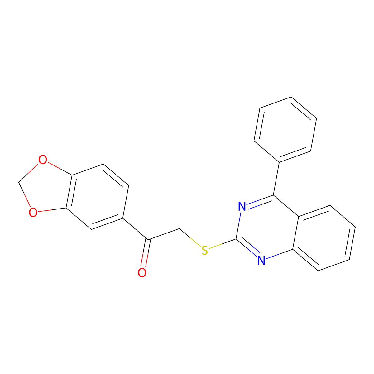 1-(2H-1,3-benzodioxol-5-yl)-2-[(4-phenylquinazolin-2-yl)sulfanyl]ethan-1-one molecular structure, CAS 1011688-50-8