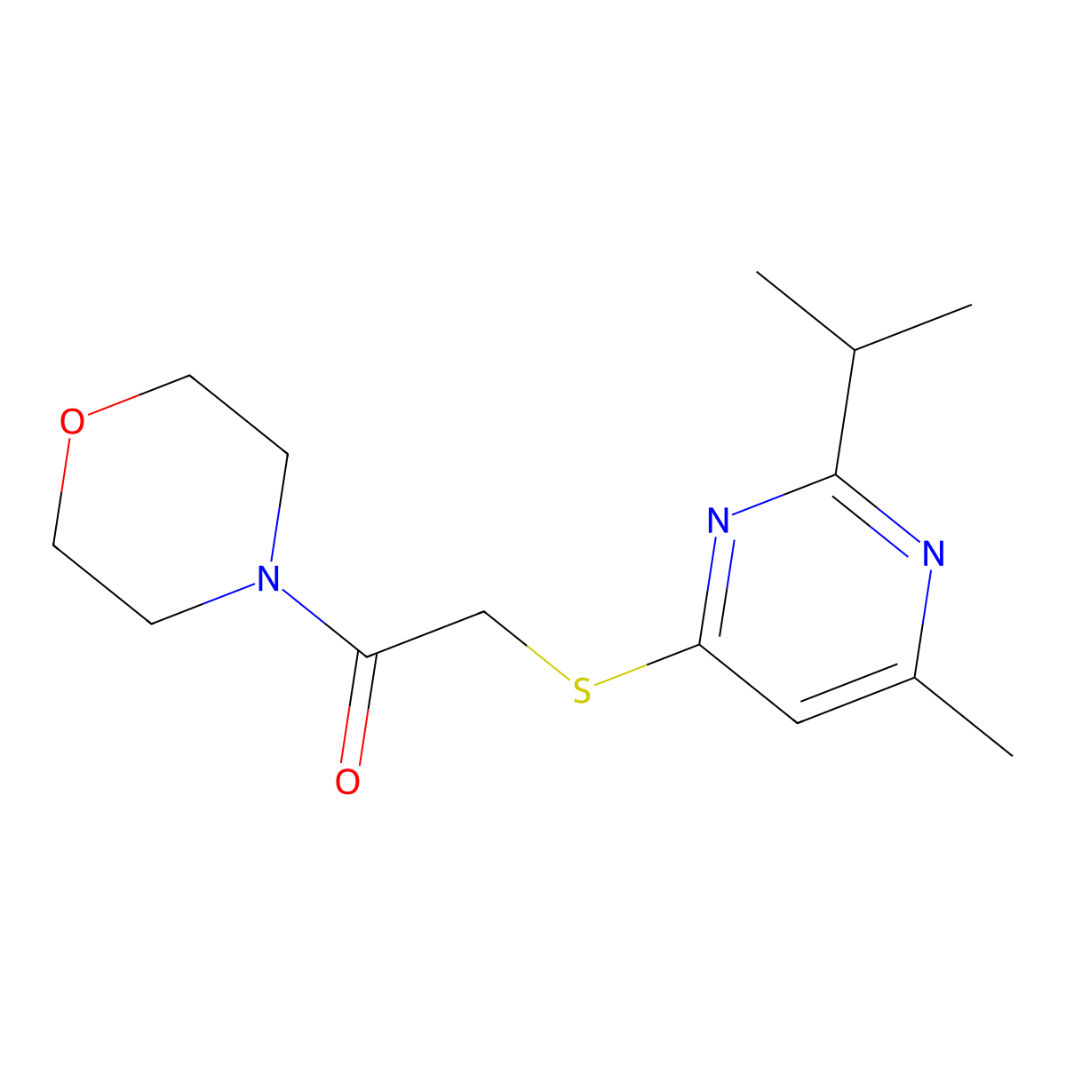 2-{[6-Methyl-2-(propan-2-yl)pyrimidin-4-yl]sulfanyl}-1-(morpholin-4-yl)ethan-1-one molecular structure, CAS 1011688-63-3