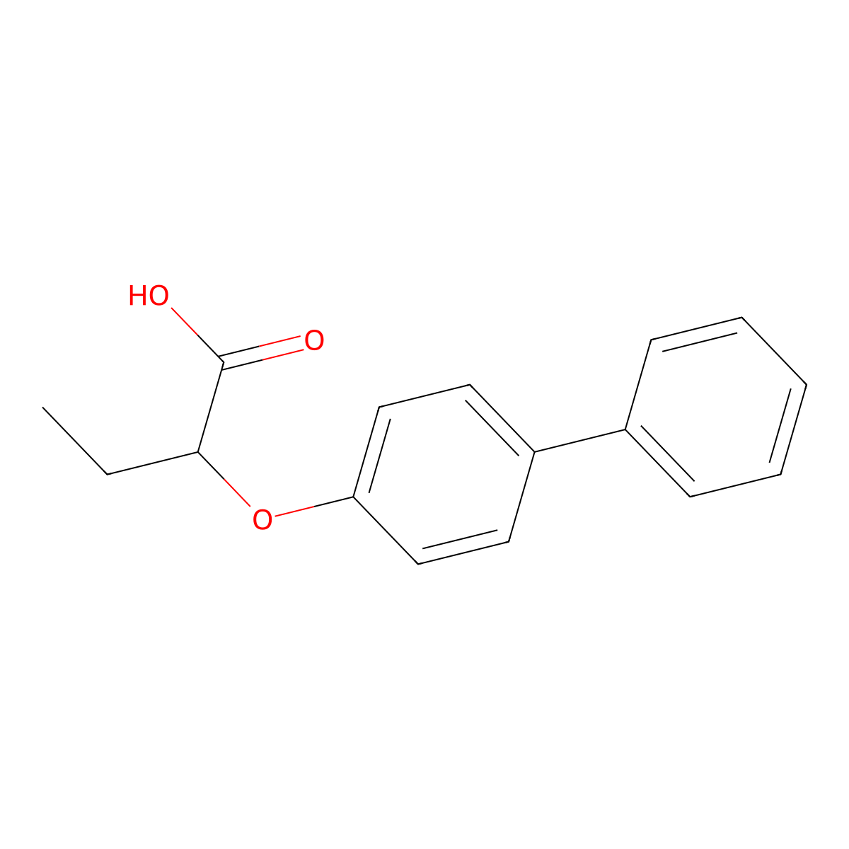 2-(1,1'-Biphenyl-4-yloxy)butanoic acid molecular structure, CAS 101169-14-6