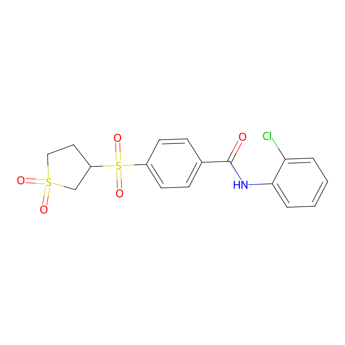N-(2-chlorophenyl)-4-[(1,1-dioxidotetrahydrothiophen-3-yl)sulfonyl]benzamide molecular structure, CAS 1011693-06-3