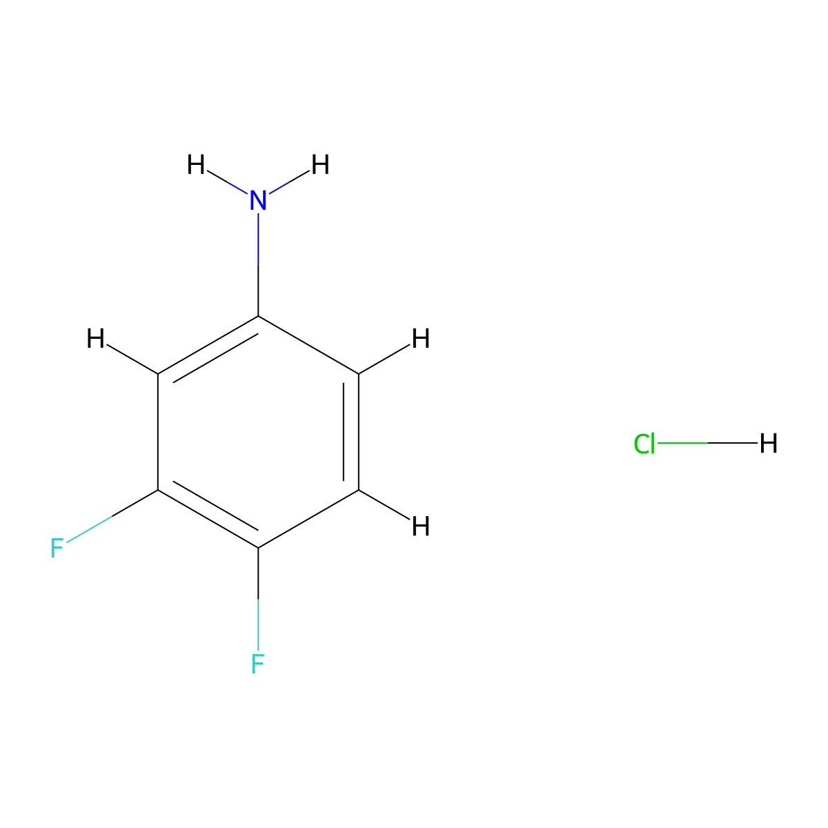 3,4-Difluoroaniline hydrochloride molecular structure, CAS 10117-64-3