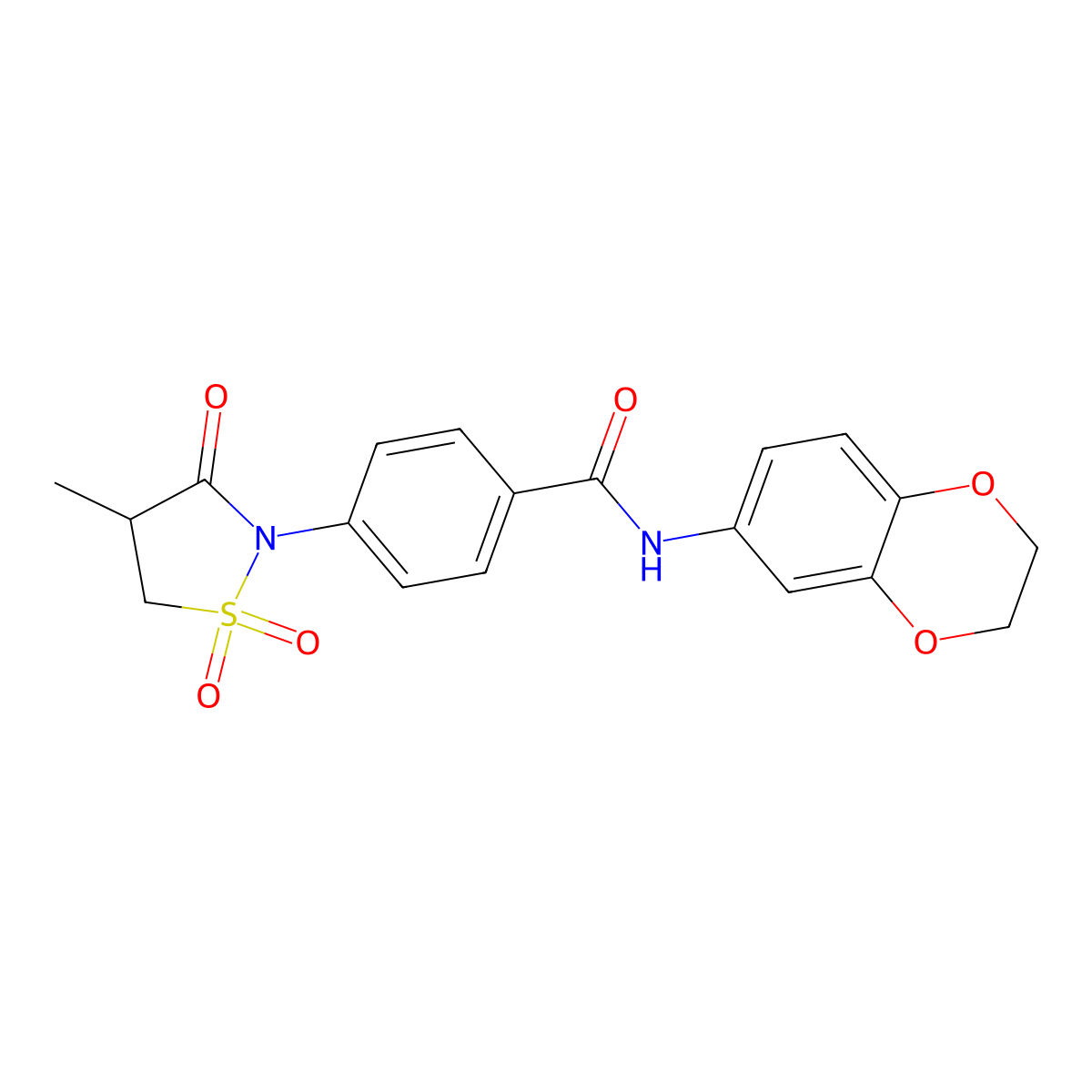 N-(2,3-Dihydro-1,4-benzodioxin-6-yl)-4-(4-methyl-1,1-dioxido-3-oxo-2-isothiazolidinyl)benzamide molecular structure, CAS 1011702-84-3