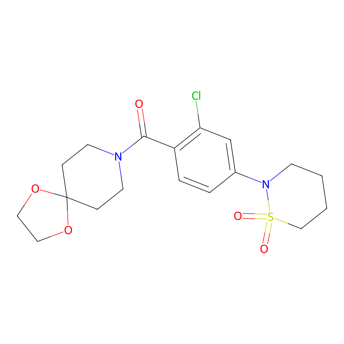[2-Chloro-4-(1,1-dioxido-1,2-thiazinan-2-yl)phenyl](1,4-dioxa-8-azaspiro[4.5]dec-8-yl)methanone molecular structure, CAS 1011706-44-7