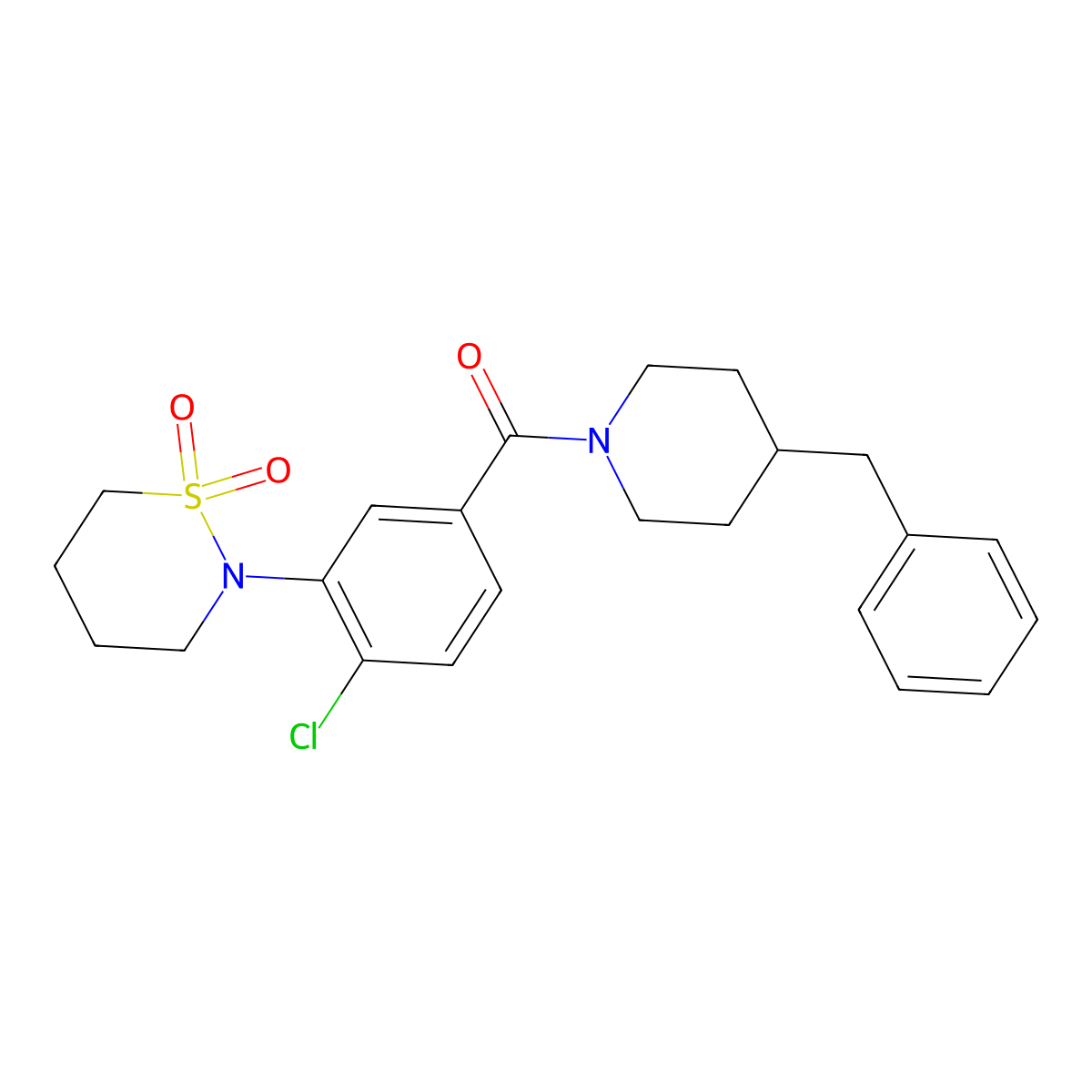 (4-Benzylpiperidin-1-yl)[4-chloro-3-(1,1-dioxido-1,2-thiazinan-2-yl)phenyl]methanone molecular structure, CAS 1011707-23-5