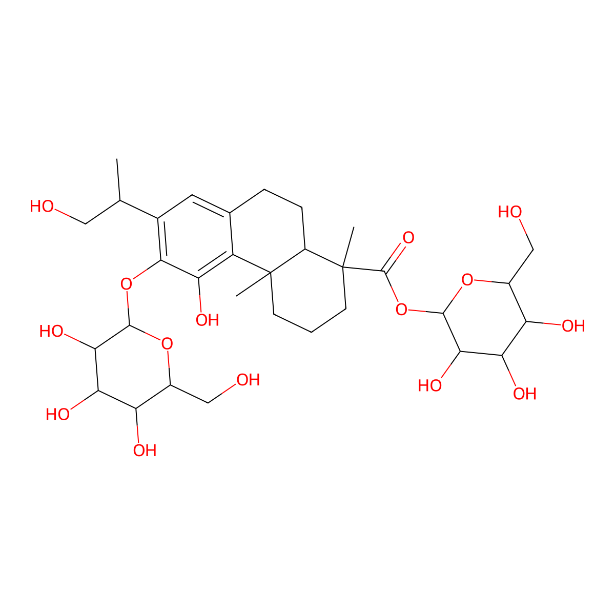 19-O-beta-D-carboxyglucopyranosyl-12-O-beta-D-glucopyranosyl-11,16-dihydroxyabieta-8,11,13-triene molecular structure, CAS 1011714-20-7