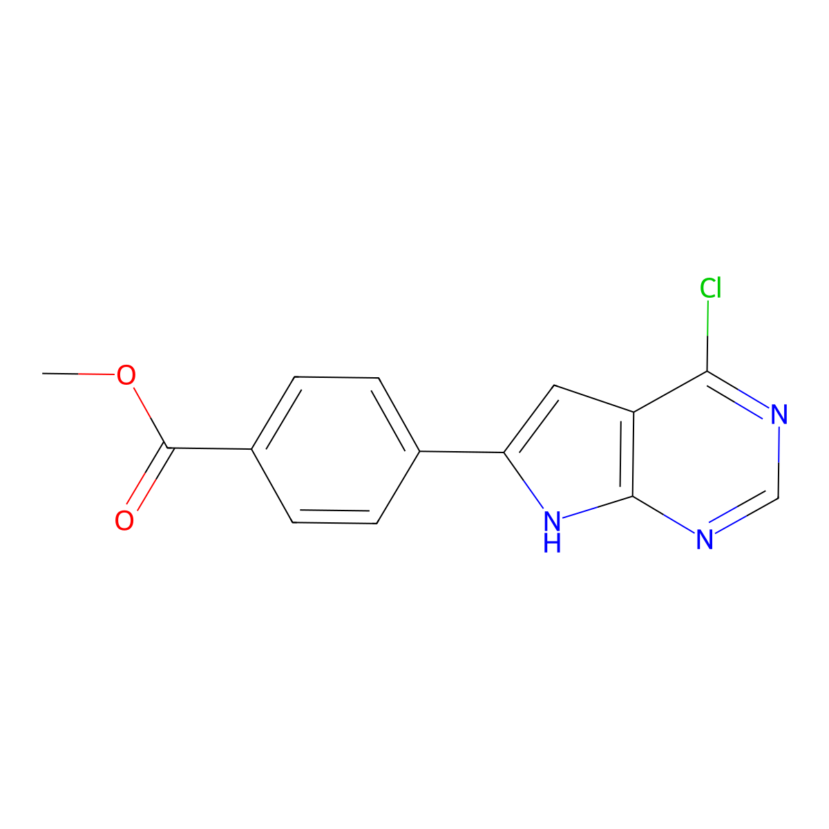 Methyl 4-(4-chloro-7H-pyrrolo[2,3-d]pyrimidin-6-yl)benzoate molecular structure, CAS 1011717-00-2