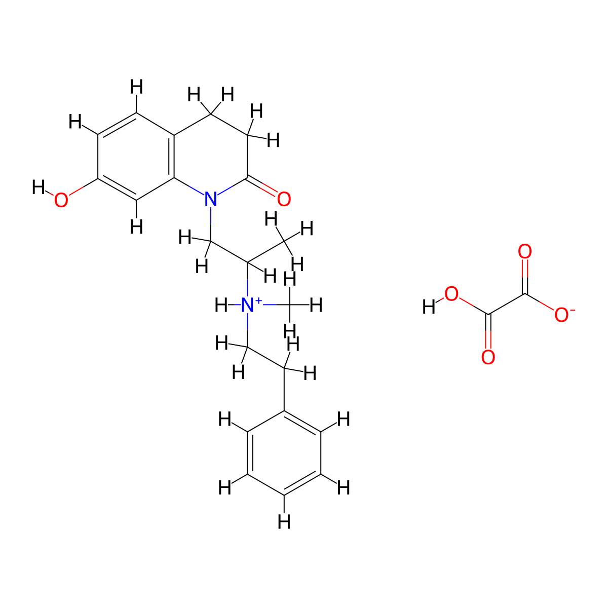 Carbostyril, 3,4-dihydro-7-hydroxy-1-(2-(methylphenethylamino)propyl)-, oxalate molecular structure, CAS 101173-03-9