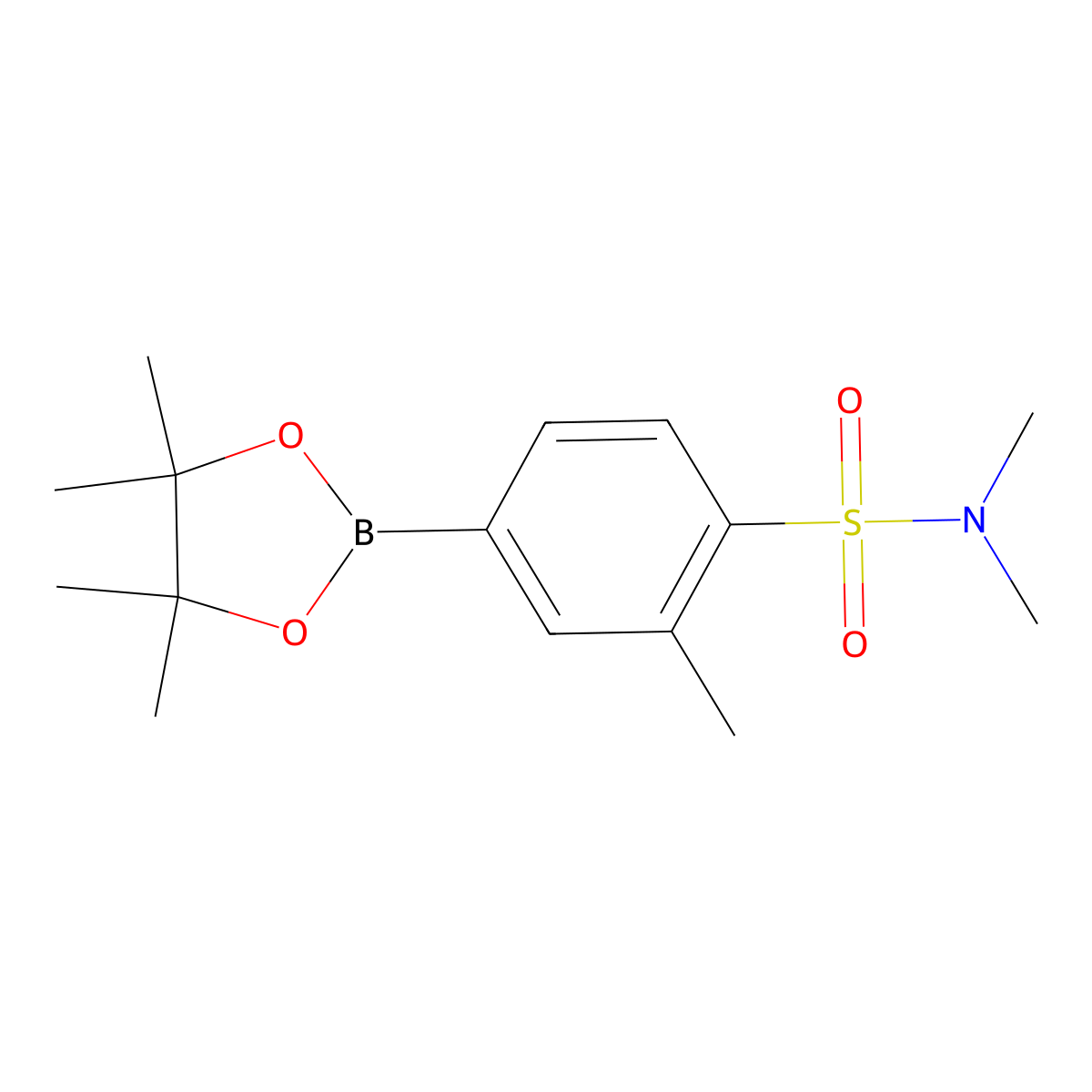 N,N,2-trimethyl-4-(4,4,5,5-tetramethyl-1,3,2-dioxaborolan-2-yl)benzenesulfonamide molecular structure, CAS 1011731-93-3