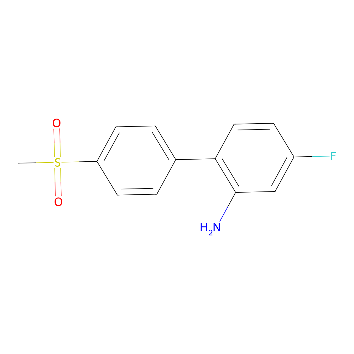 4-Fluoro-4'-(methylsulfonyl)-1,1'-biphenyl-2-amine molecular structure, CAS 1011732-76-5
