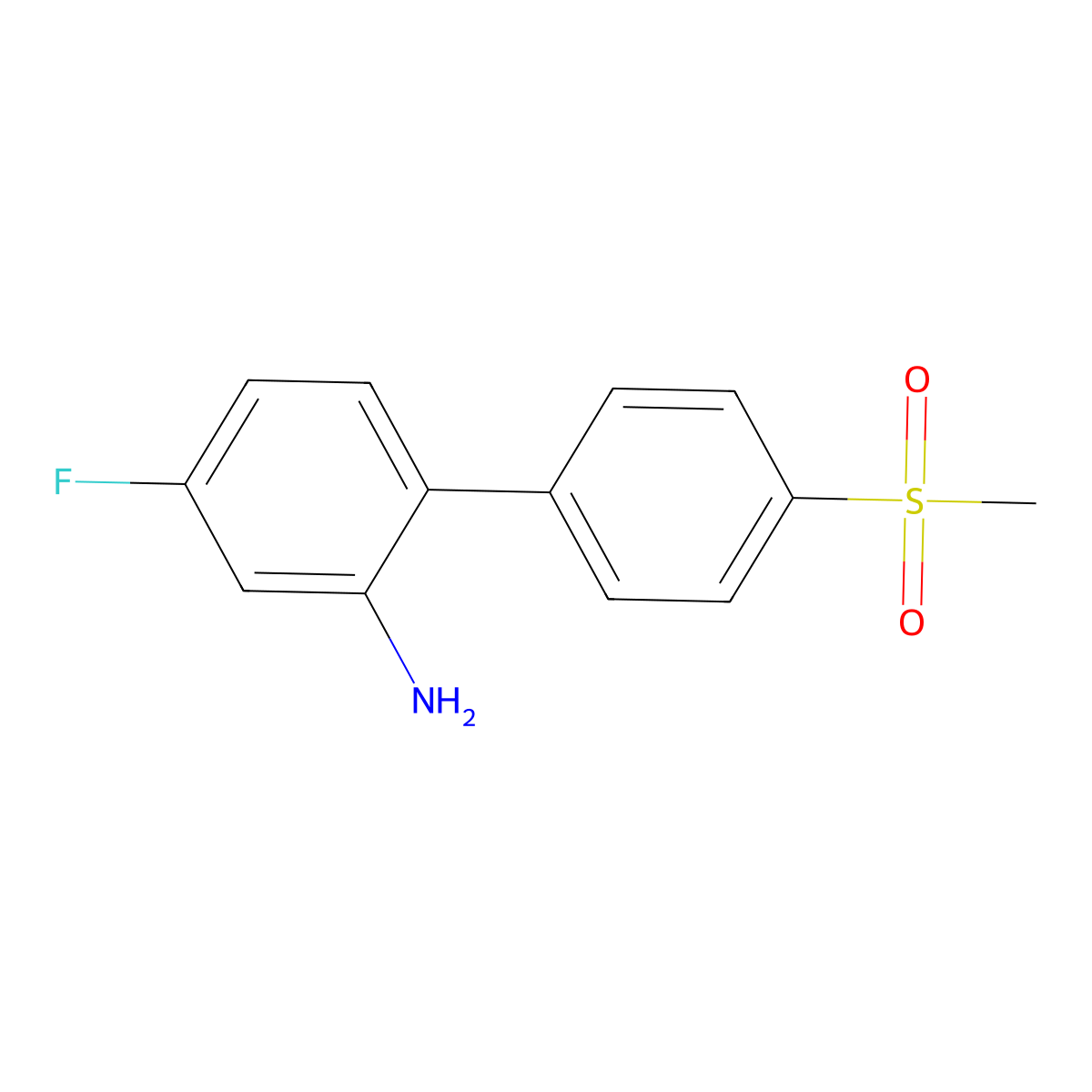 4-Fluoro-4'-(methylsulfonyl)-1,1'-biphenyl-2-amine molecular structure, CAS 1011732-76-5