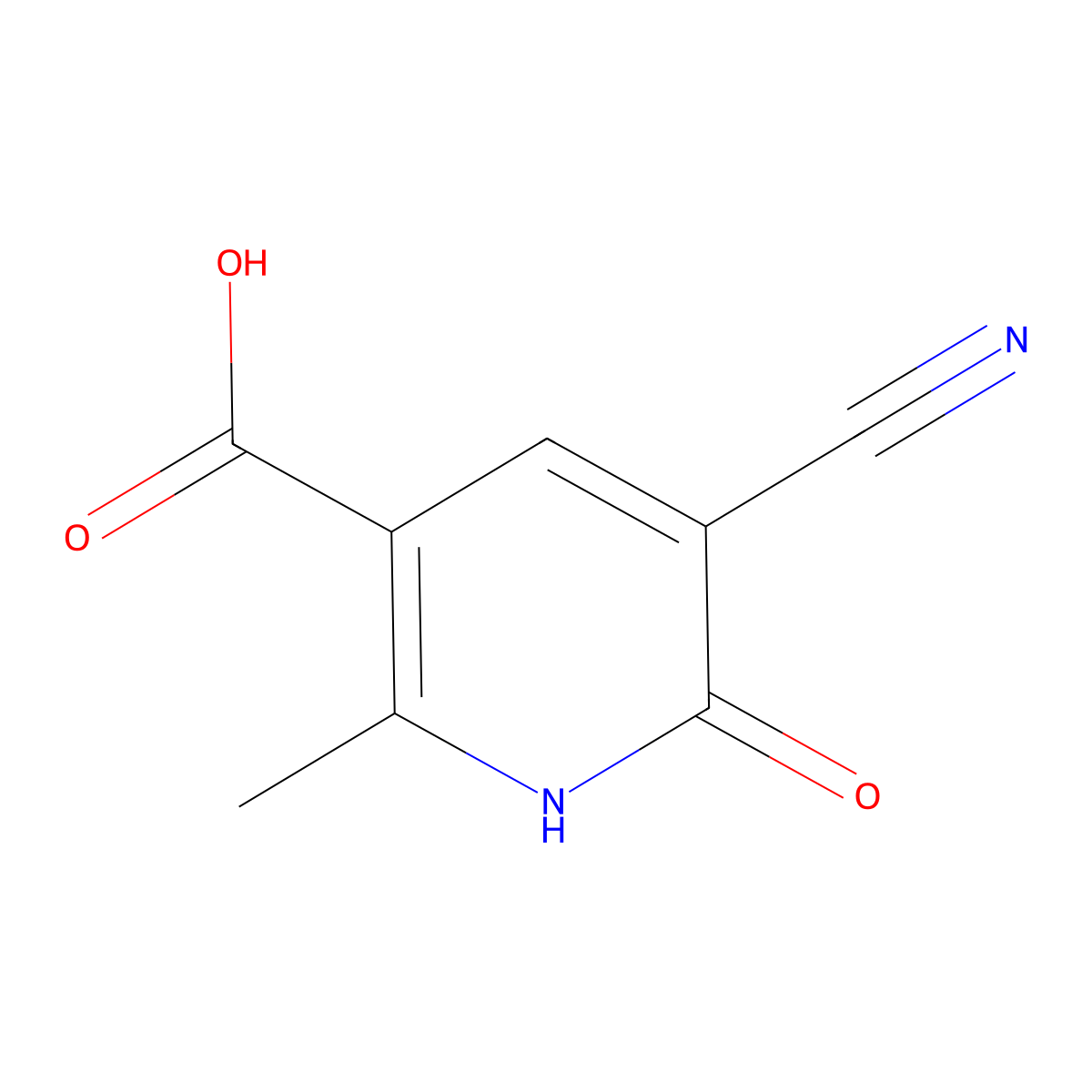 5-Cyano-2-methyl-6-oxo-1,6-dihydropyridine-3-carboxylic acid molecular structure, CAS 101184-51-4