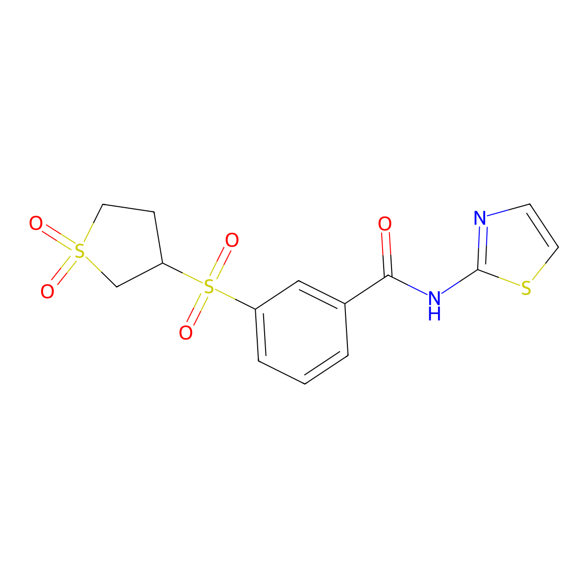 3-[(1,1-dioxidotetrahydrothiophen-3-yl)sulfonyl]-N-(1,3-thiazol-2-yl)benzamide molecular structure, CAS 1011846-01-7