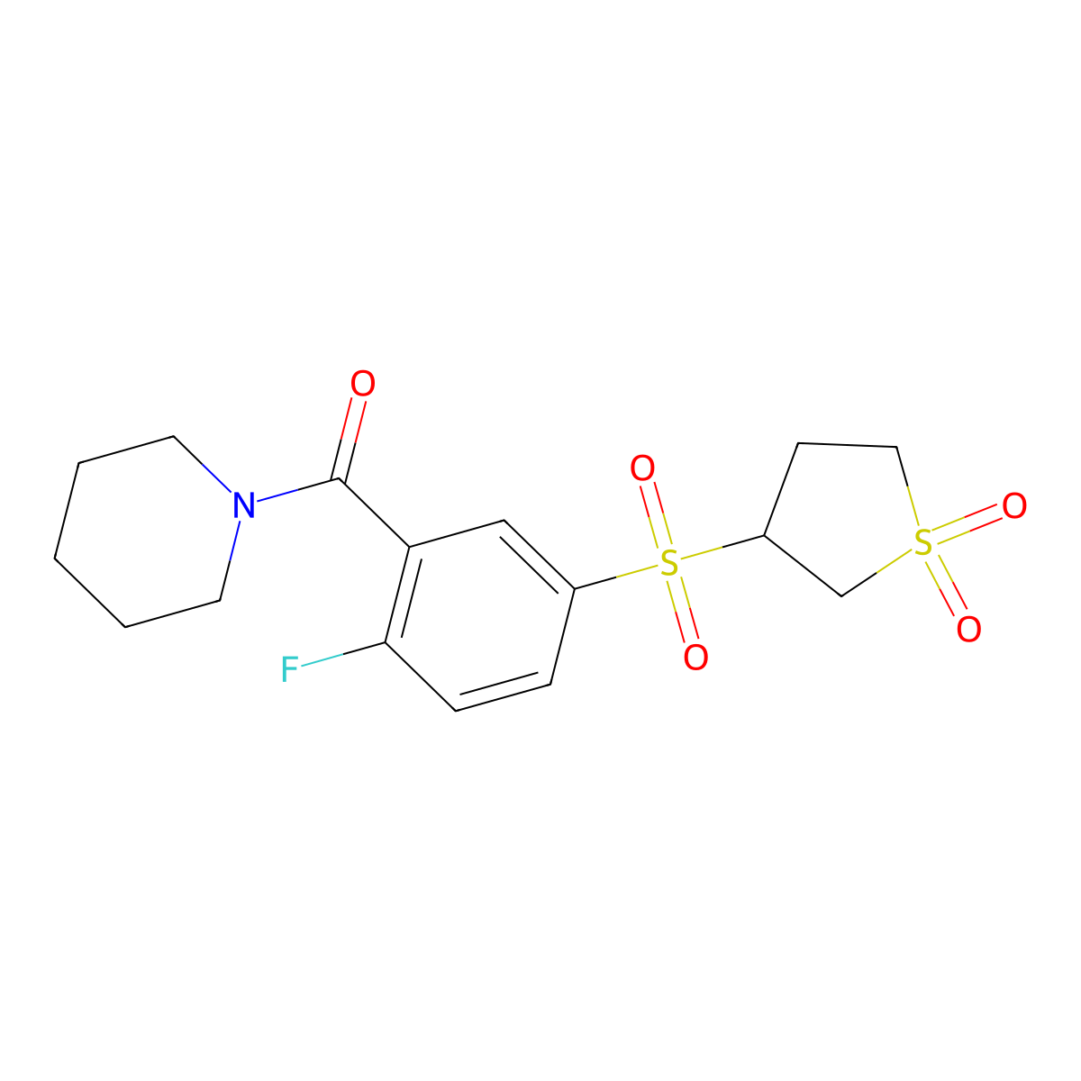 {5-[(1,1-Dioxidotetrahydrothiophen-3-yl)sulfonyl]-2-fluorophenyl}(piperidin-1-yl)methanone molecular structure, CAS 1011846-29-9