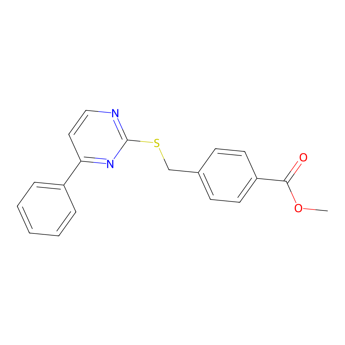 Methyl 4-{[(4-phenylpyrimidin-2-yl)sulfanyl]methyl}benzoate molecular structure, CAS 1011847-02-1