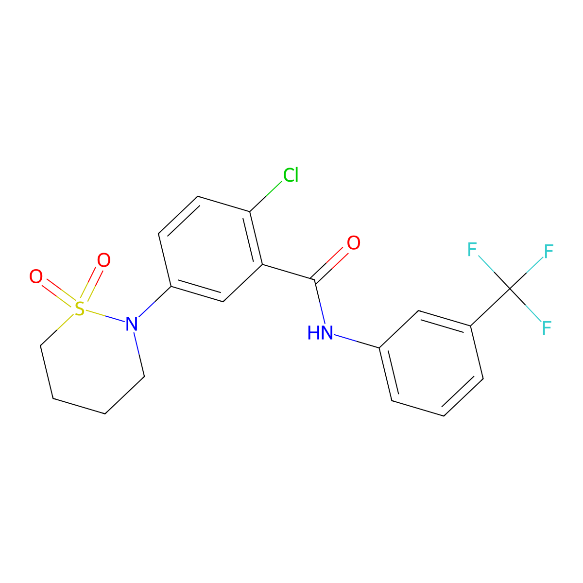 2-chloro-5-(1,1-dioxido-1,2-thiazinan-2-yl)-N-[3-(trifluoromethyl)phenyl]benzamide molecular structure, CAS 1011857-30-9