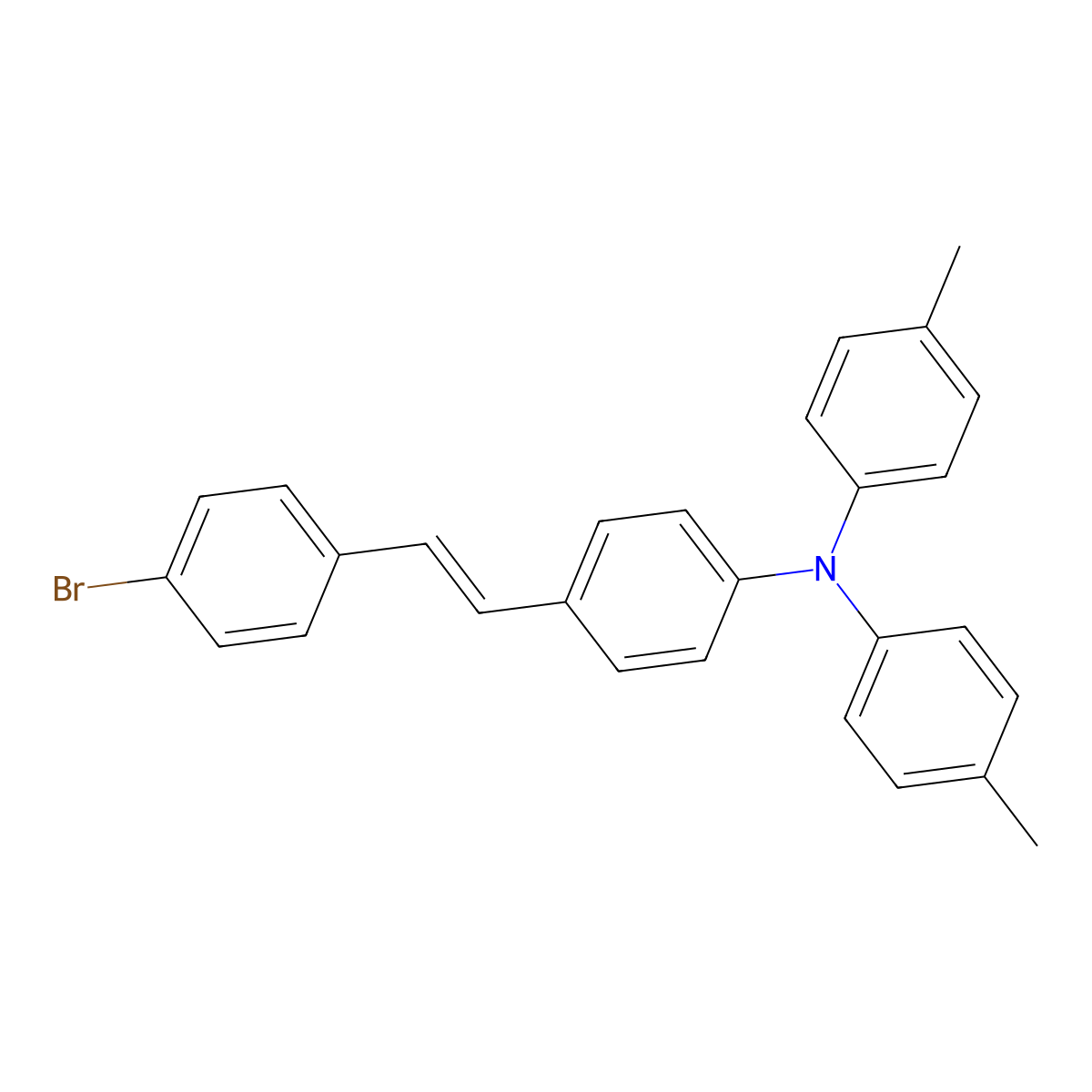 Benzenamine, 4-[2-(4-bromophenyl)ethenyl]-N,N-bis(4-methylphenyl)- molecular structure, CAS 101186-77-0