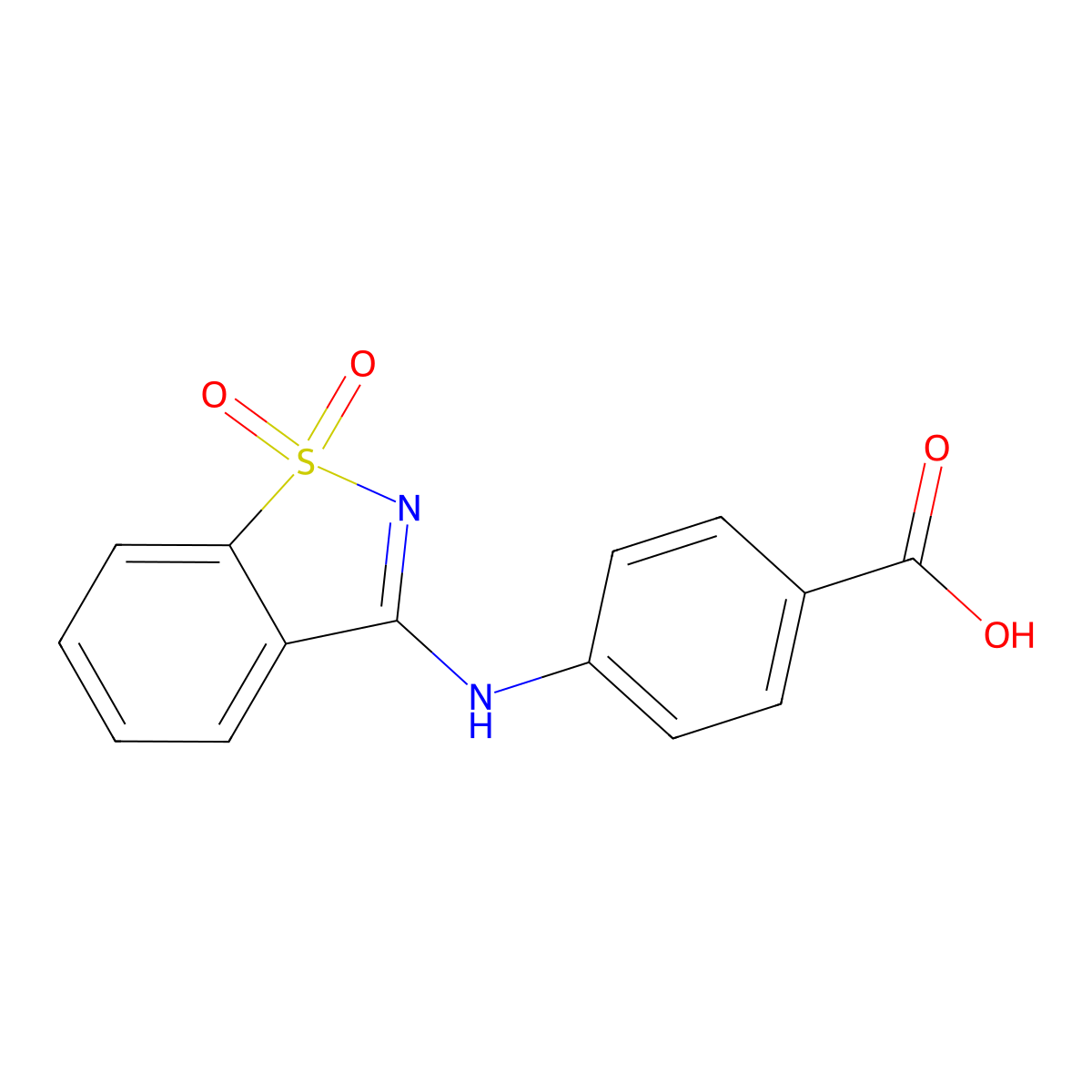 4-[(1,1-Dioxo-1,2-benzothiazol-3-yl)amino]benzoic acid molecular structure, CAS 101187-49-9