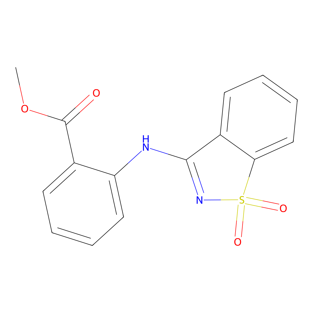 Methyl 2-[(1,1-dioxo-1,2-benzothiazol-3-yl)amino]benzoate molecular structure, CAS 101187-51-3