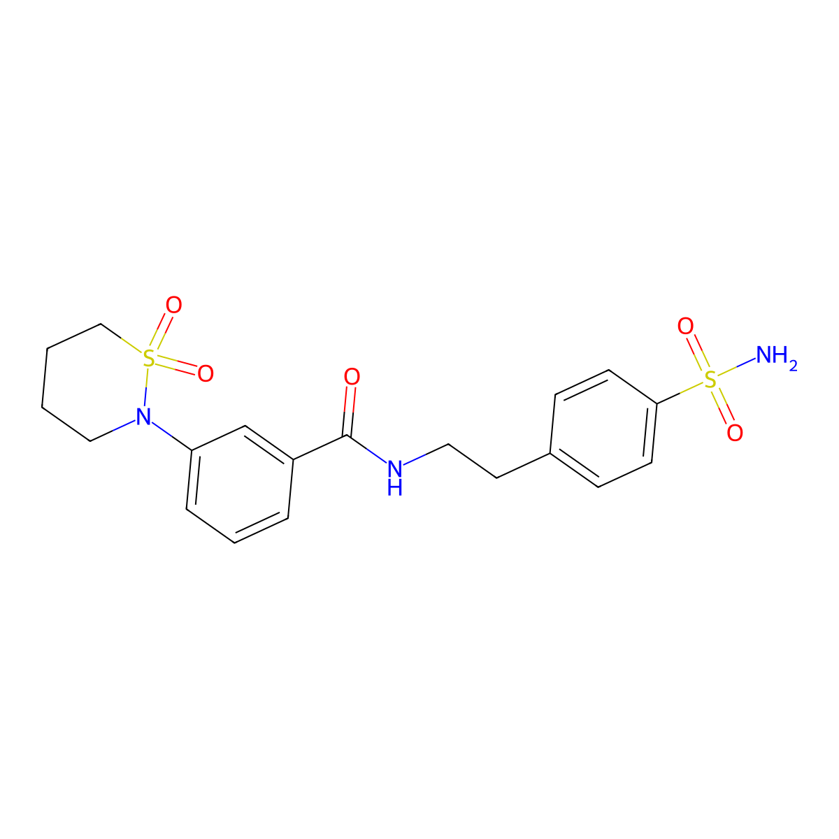 3-(1,1-dioxido-1,2-thiazinan-2-yl)-N-[2-(4-sulfamoylphenyl)ethyl]benzamide molecular structure, CAS 1011880-17-3