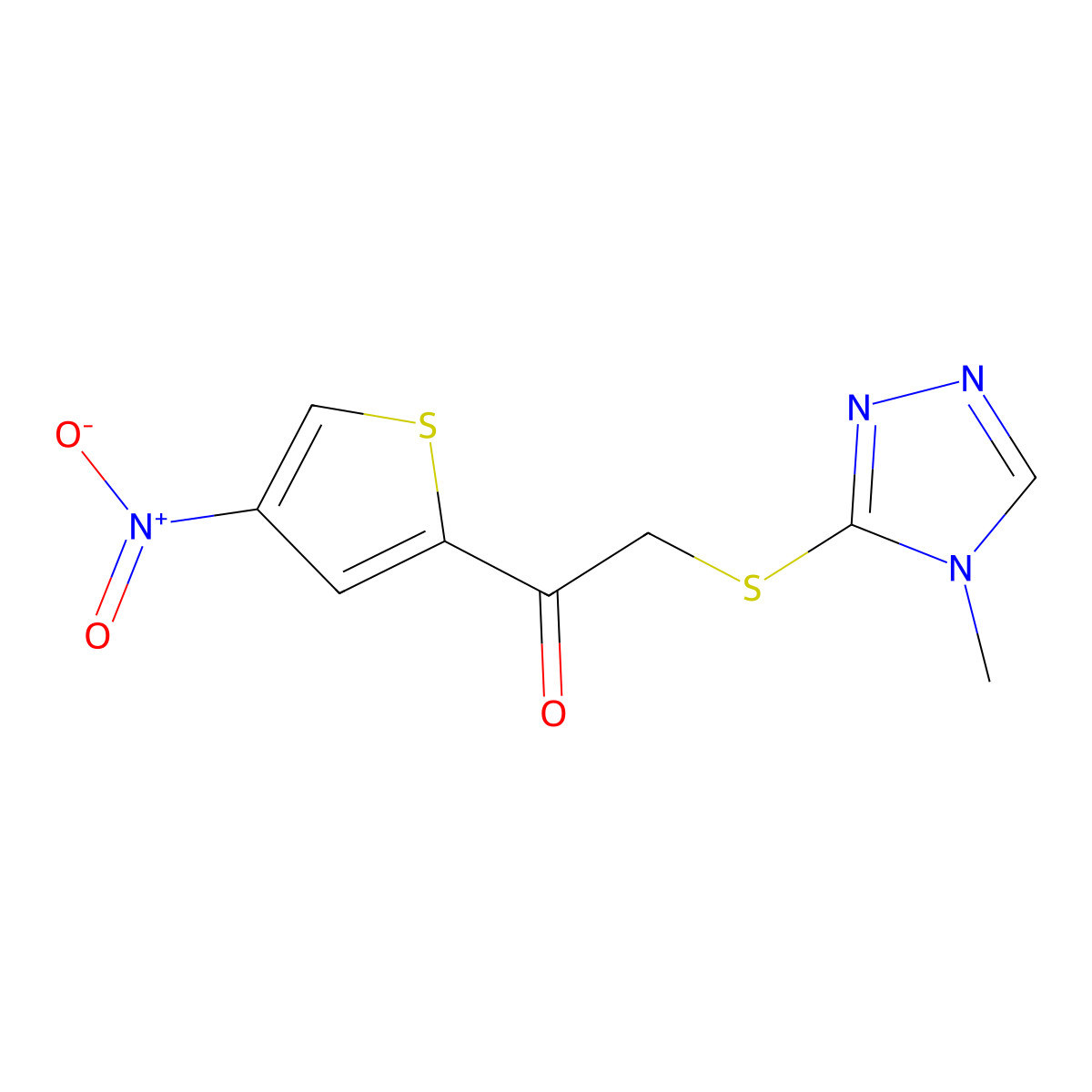 2-[(4-methyl-4H-1,2,4-triazol-3-yl)sulfanyl]-1-(4-nitrothiophen-2-yl)ethan-1-one molecular structure, CAS 1011895-73-0