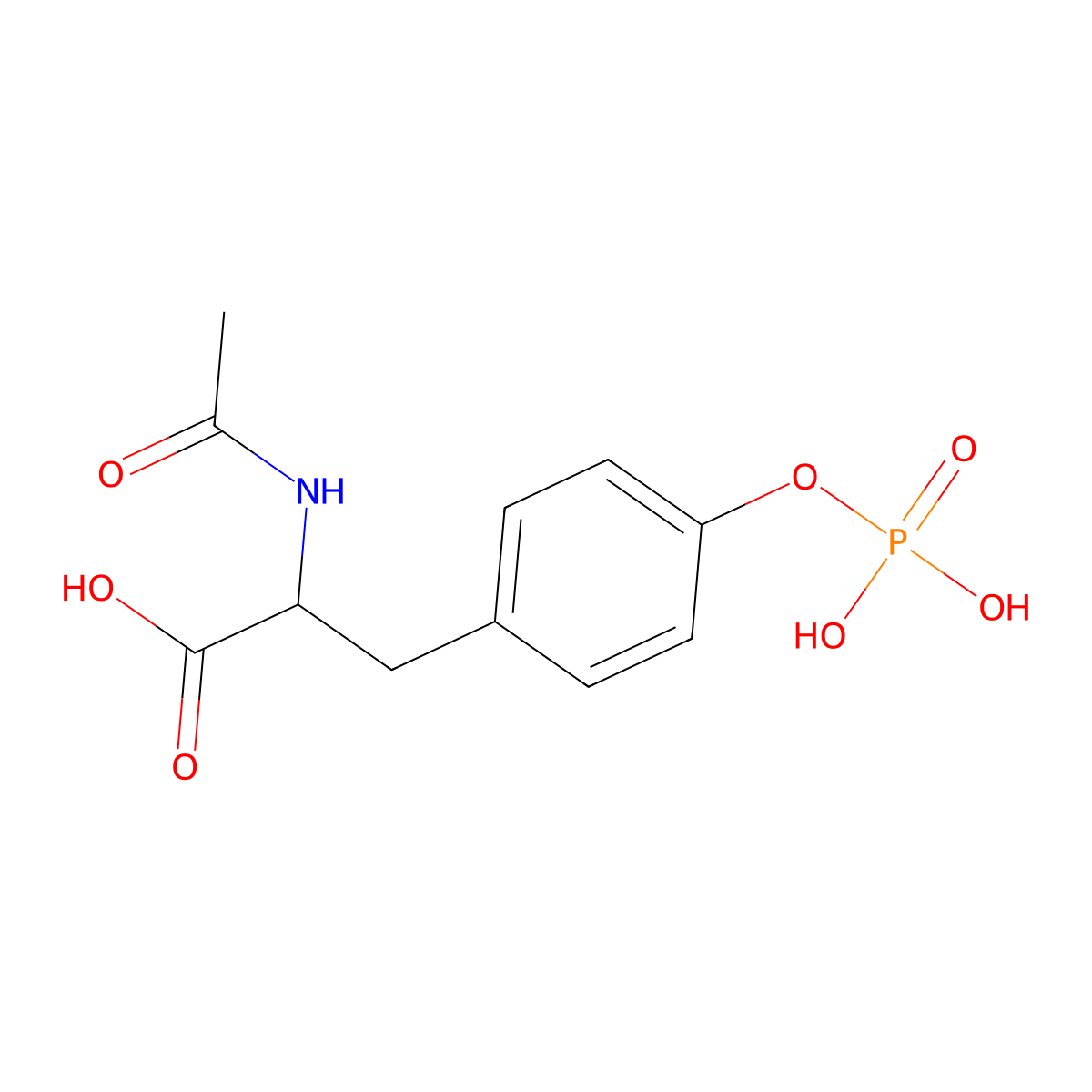 (2S)-2-acetamido-3-[4-(phosphonooxy)phenyl]propanoic acid molecular structure, CAS 101191-66-6