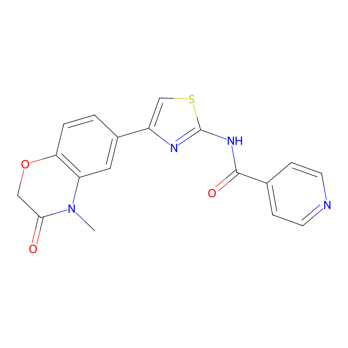 N-[4-(4-methyl-3-oxo-3,4-dihydro-2H-1,4-benzoxazin-6-yl)-1,3-thiazol-2-yl]pyridine-4-carboxamide molecular structure, CAS 1011911-18-4