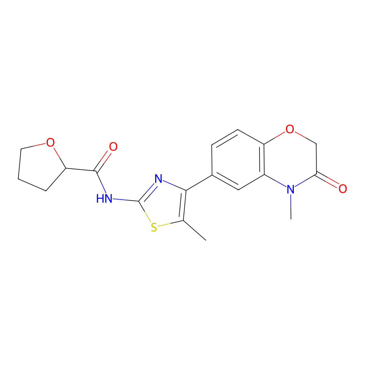 N-[5-methyl-4-(4-methyl-3-oxo-3,4-dihydro-2H-1,4-benzoxazin-6-yl)-1,3-thiazol-2-yl]oxolane-2-carboxamide molecular structure, CAS 1011911-21-9