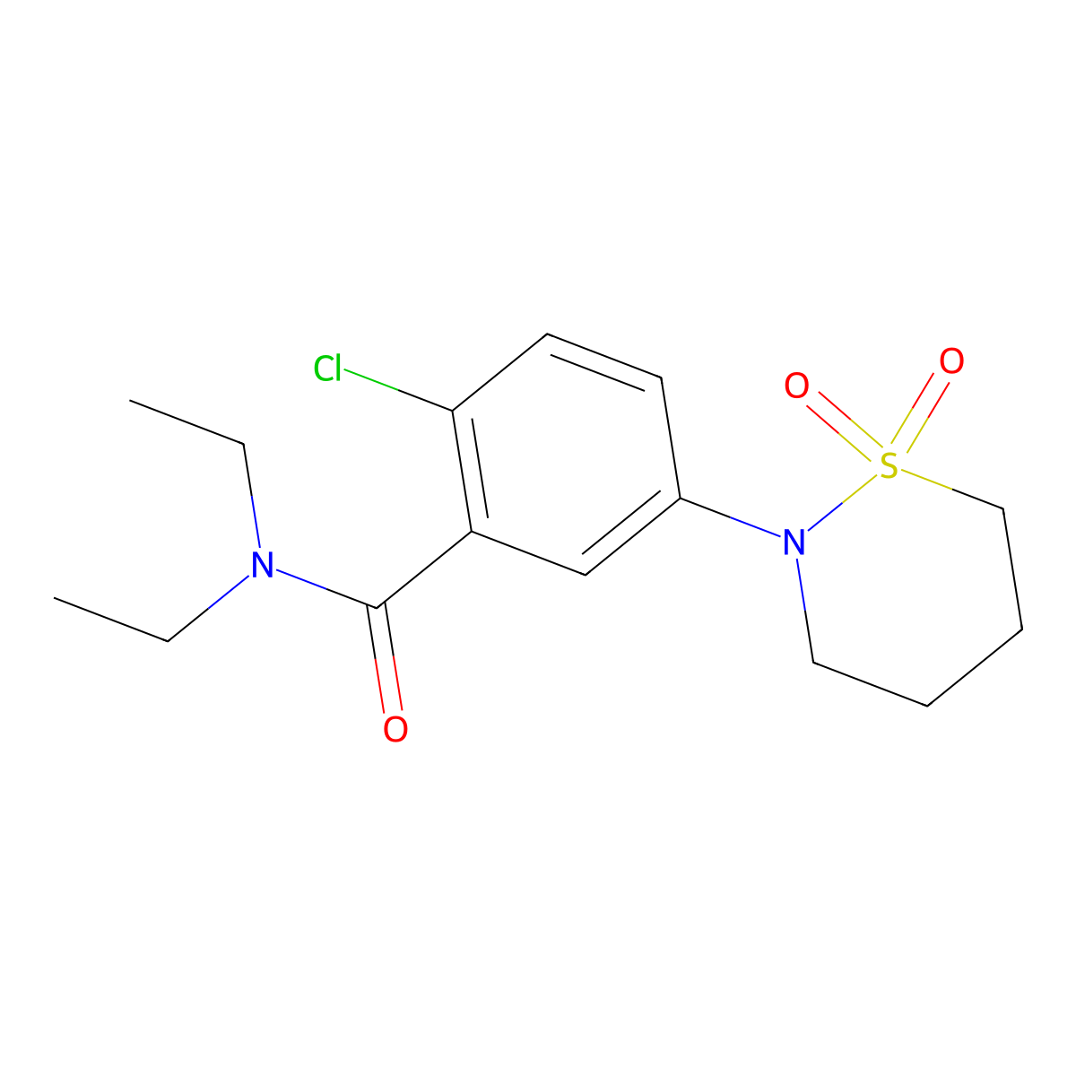 2-chloro-5-(1,1-dioxido-1,2-thiazinan-2-yl)-N,N-diethylbenzamide molecular structure, CAS 1011935-50-4