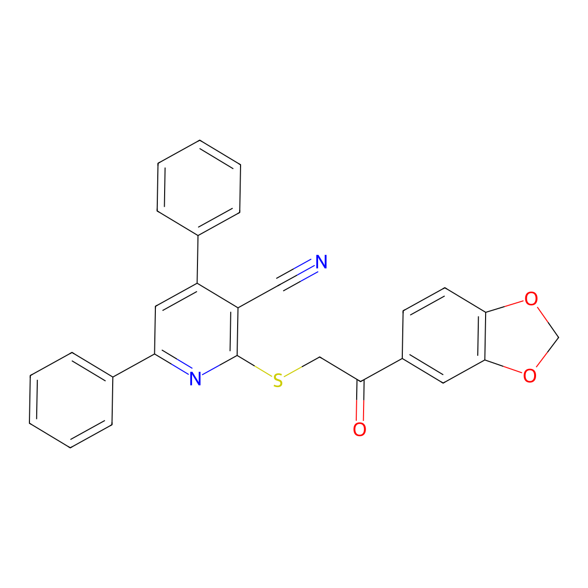 2-{[2-(2H-1,3-Benzodioxol-5-YL)-2-oxoethyl]sulfanyl}-4,6-diphenylpyridine-3-carbonitrile molecular structure, CAS 1011942-72-5