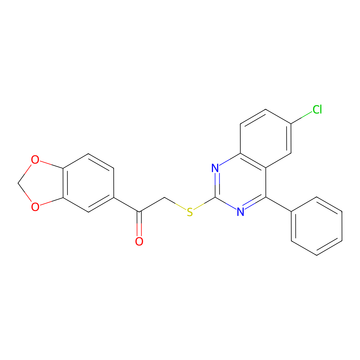 1-(2H-1,3-benzodioxol-5-yl)-2-[(6-chloro-4-phenylquinazolin-2-yl)sulfanyl]ethan-1-one molecular structure, CAS 1011942-75-8