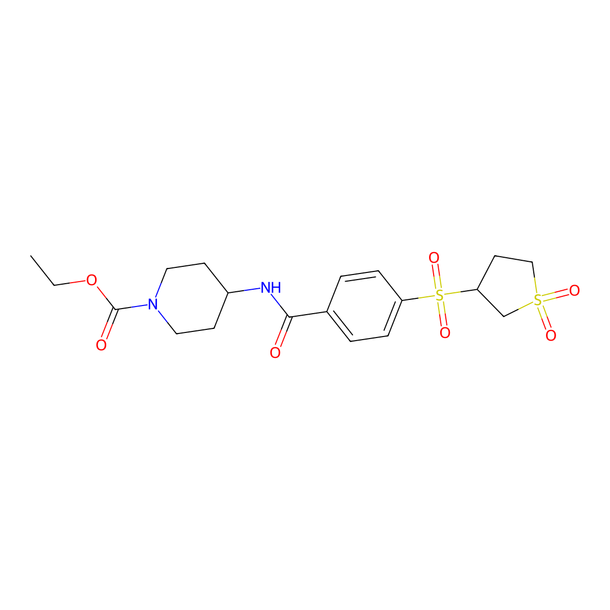 Ethyl 4-[({4-[(1,1-dioxidotetrahydrothiophen-3-yl)sulfonyl]phenyl}carbonyl)amino]piperidine-1-carboxylate molecular structure, CAS 1011944-30-1