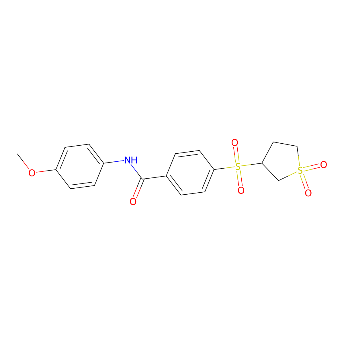 4-[(1,1-dioxidotetrahydrothiophen-3-yl)sulfonyl]-N-(4-methoxyphenyl)benzamide molecular structure, CAS 1011944-58-3