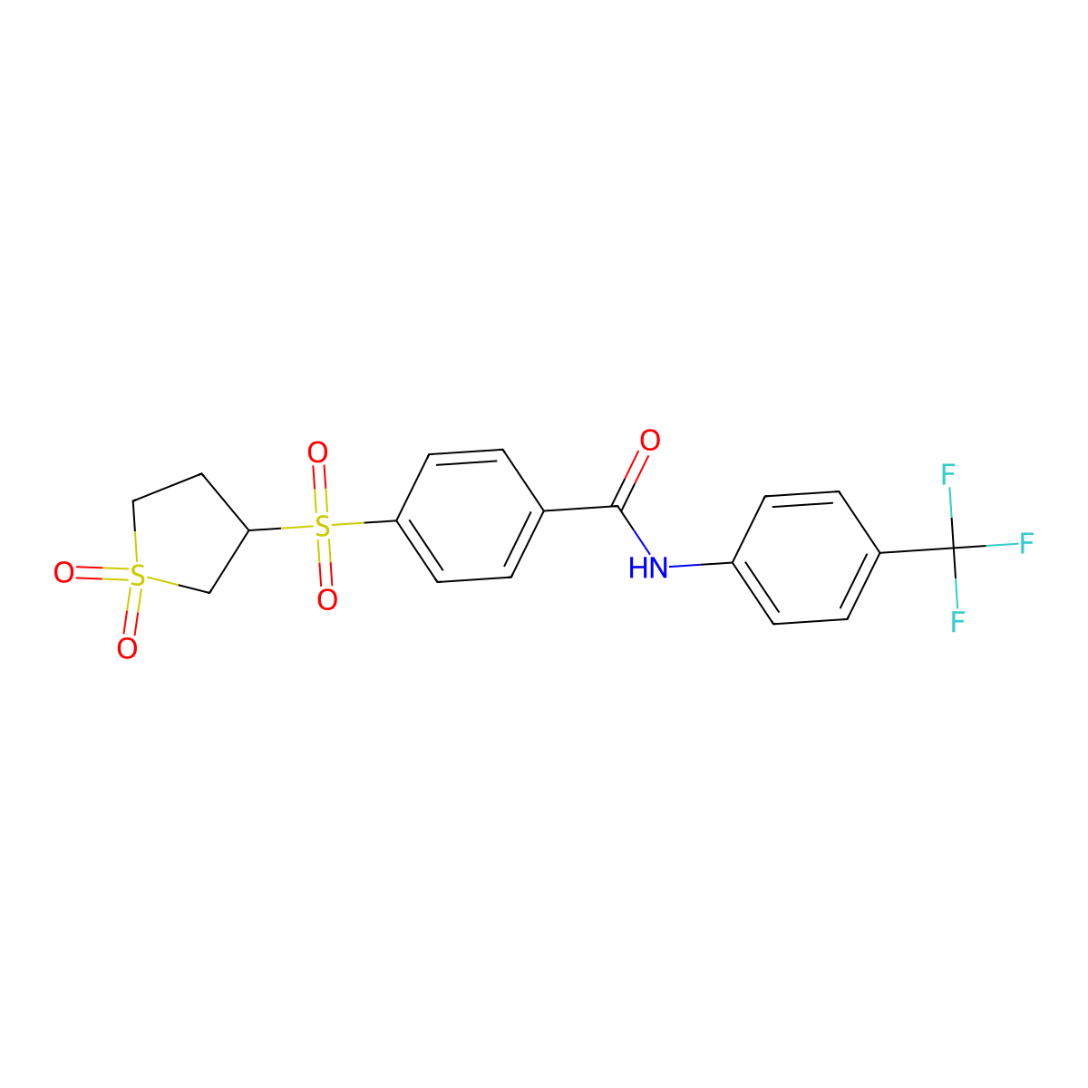 4-[(1,1-dioxidotetrahydrothiophen-3-yl)sulfonyl]-N-[4-(trifluoromethyl)phenyl]benzamide molecular structure, CAS 1011944-64-1