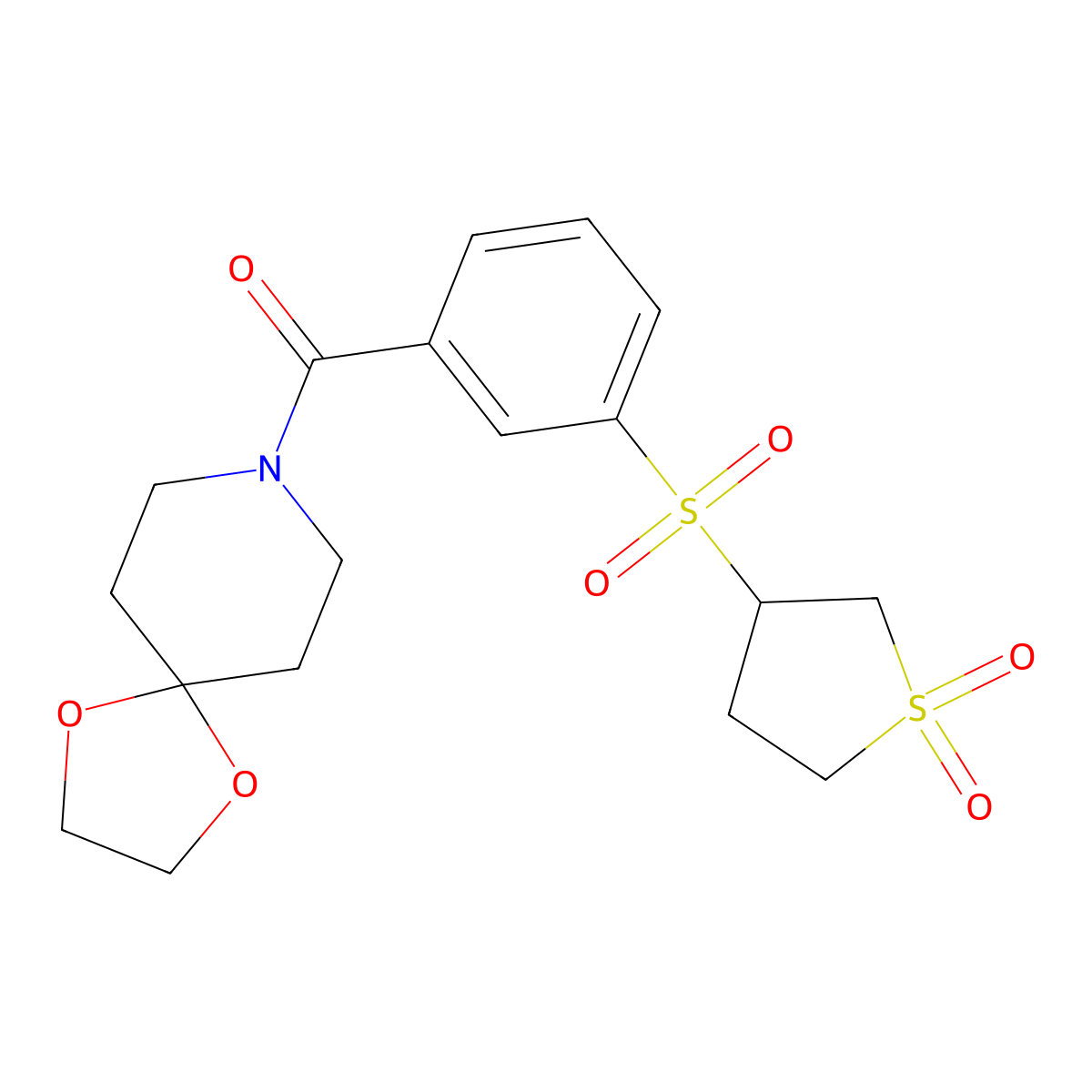 1,4-Dioxa-8-azaspiro[4.5]dec-8-yl{3-[(1,1-dioxidotetrahydrothiophen-3-yl)sulfonyl]phenyl}methanone molecular structure, CAS 1011945-38-2