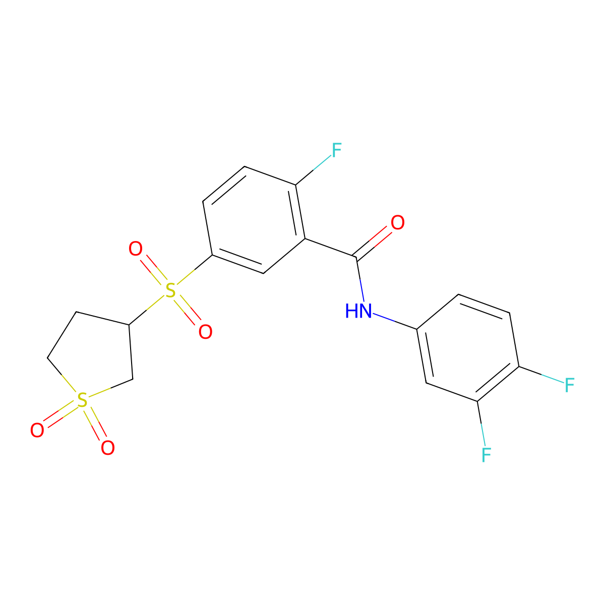 N-(3,4-difluorophenyl)-5-[(1,1-dioxidotetrahydrothiophen-3-yl)sulfonyl]-2-fluorobenzamide molecular structure, CAS 1011948-93-8