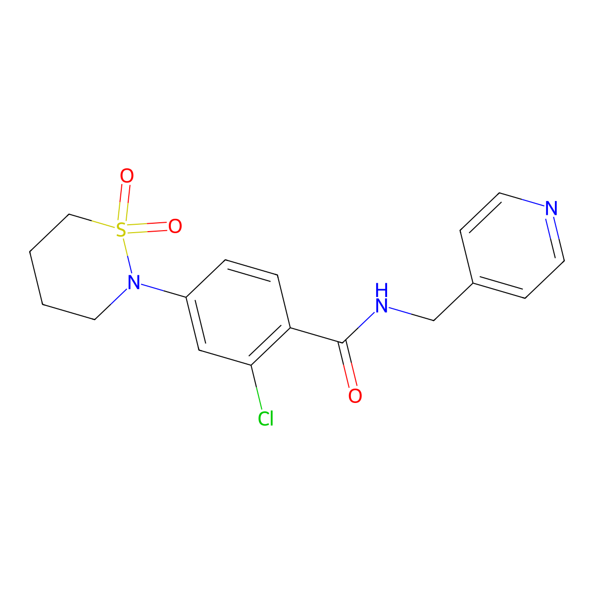 2-chloro-4-(1,1-dioxido-1,2-thiazinan-2-yl)-N-(pyridin-4-ylmethyl)benzamide molecular structure, CAS 1011957-93-9