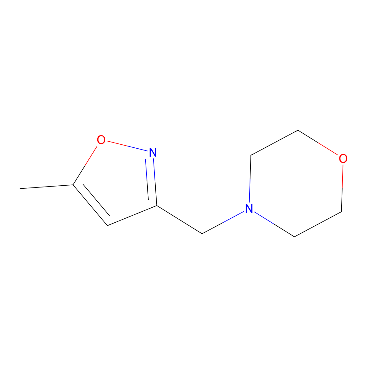 4-[(5-Methyl-1,2-oxazol-3-yl)methyl]morpholine molecular structure, CAS 1012-00-6