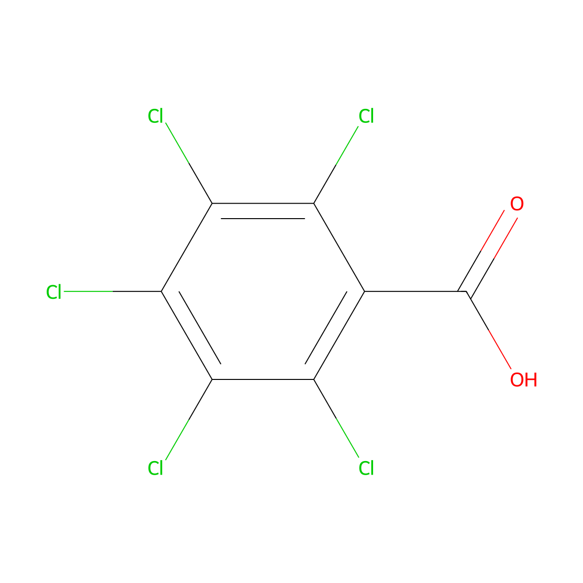 Pentachlorobenzoic acid molecular structure, CAS 1012-84-6