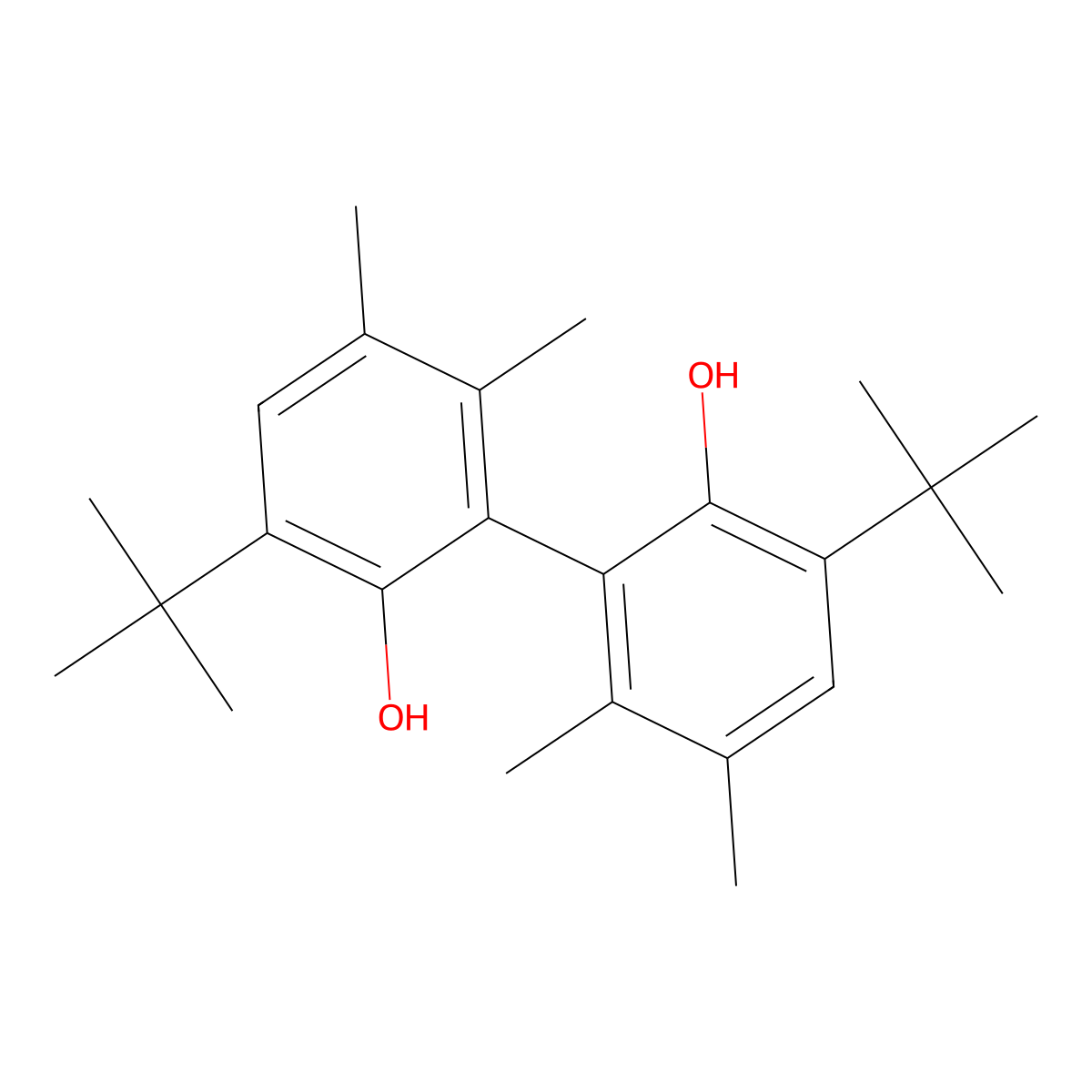 3,3'-Di-tert-butyl-5,5',6,6'-tetramethyl-[1,1'-biphenyl]-2,2'-diol molecular structure, CAS 101203-31-0