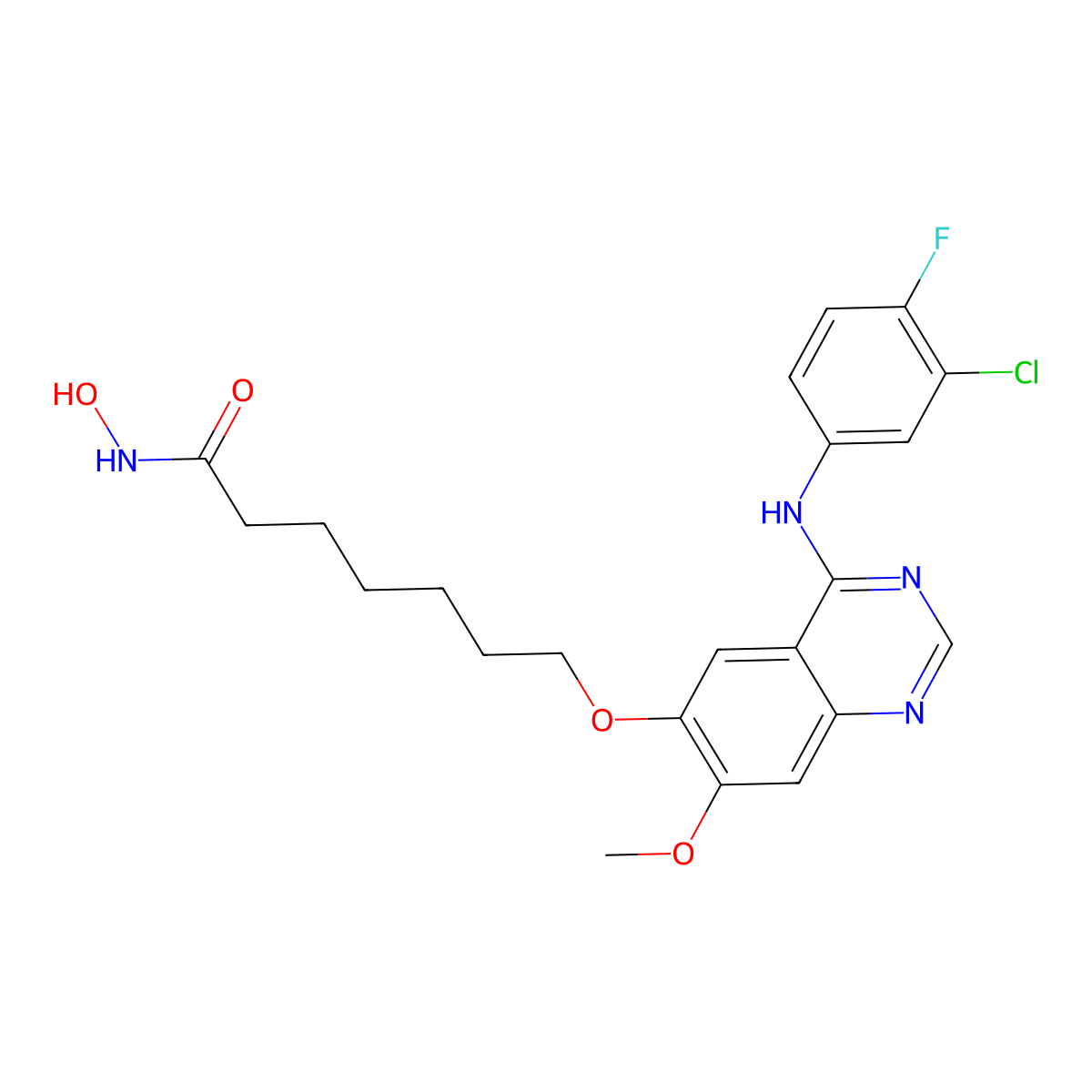 7-(4-(3-Chloro-4-fluorophenylamino)-7-methoxyquinazolin-6-yloxy)-N-hydroxyheptanamide molecular structure, CAS 1012054-55-5